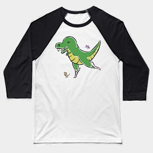 Tyrannosaurus Dinosaur Dino Ballerina Dance Cartoon Cute Character Baseball T-Shirt